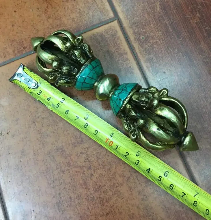 Gratis Pengiriman Dekorasi Perunggu Pabrik Murni Antik Kuno Tembaga Buddhisme Tibet Pirus Buddha Ritual Alat Tangan