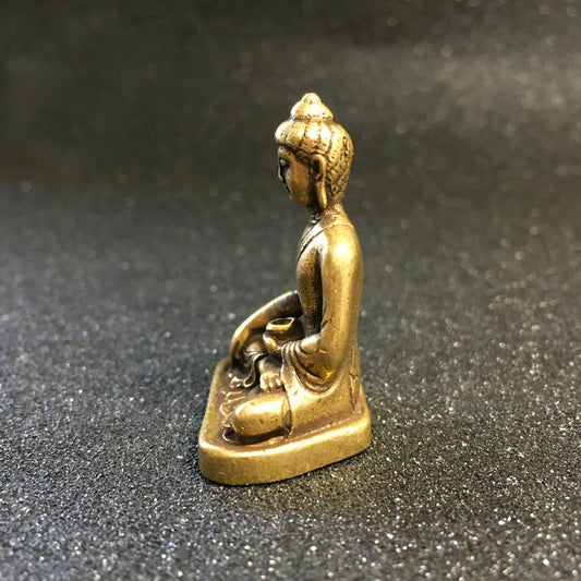Greco-Buddhist travel Carry-on efficacious Bless safe good luck Mantra Sakyamuni Amitabha Retro brass Pocket Buddha statue