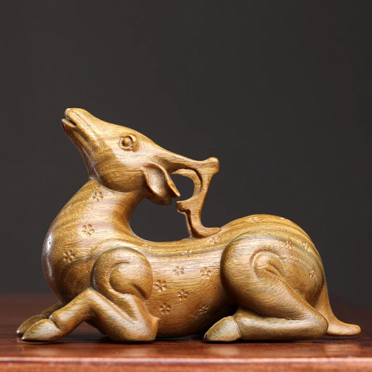 Green rosewood statue Lucky deer a deer peace car decoration handhandle piece home decoration solid wood wood sculpture