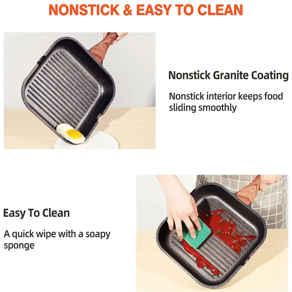 Grill Pan for Stove Tops Nonstick Marble Coating Aluminum Induction Steak Pan with Pour Spout