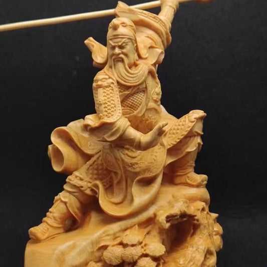 Guan Yu Statue Guan Gong Three Kingdoms Solid Wood Feng Shui Carving Home Decorations