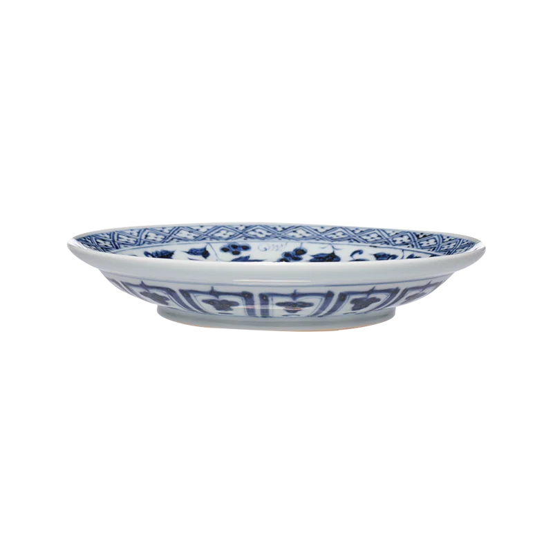 Guanfu Museum Imitation Blue and White Fish and Algae Pattern, Lotus Leaf Mandarin Duck, Bamboo Leaf Banana Decorative Plate Wai