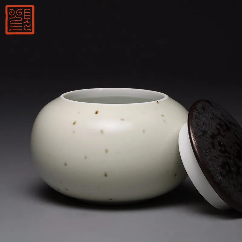 Guanfu Museum Taiji Mini Tea Jar Handmade Ceramic Home Travel Portable Small Pu'er Tie Guanyin Tea Storage Pot Storage Tank Tea