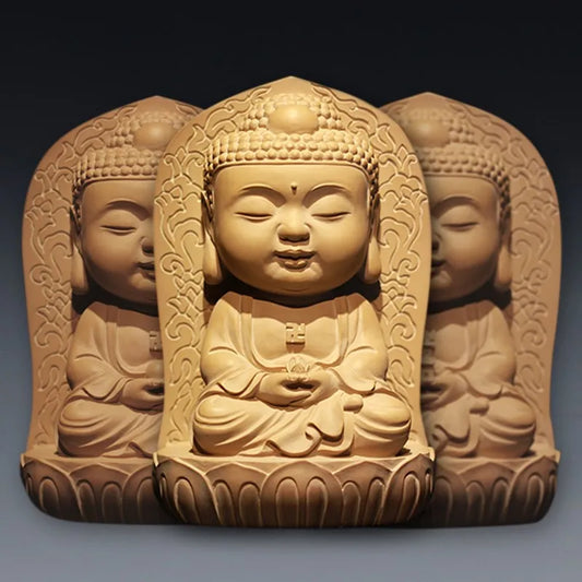 Guanfu Museum Taiwan Ironstone Children's Face Series Sakyamuni Bhaisajyaguru Amitabha Buddha Home Serving Buddha Statue Collect