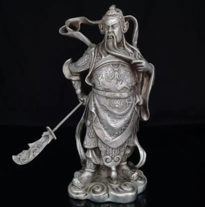 China White copper Martial God of Wealth Guan yu crafts statue