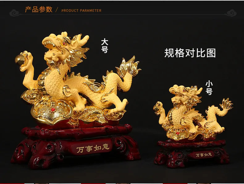 Jishanyuan factory wholesale resin dragon ornaments living room home showcase office porch dragon grab beads decorative gifts
