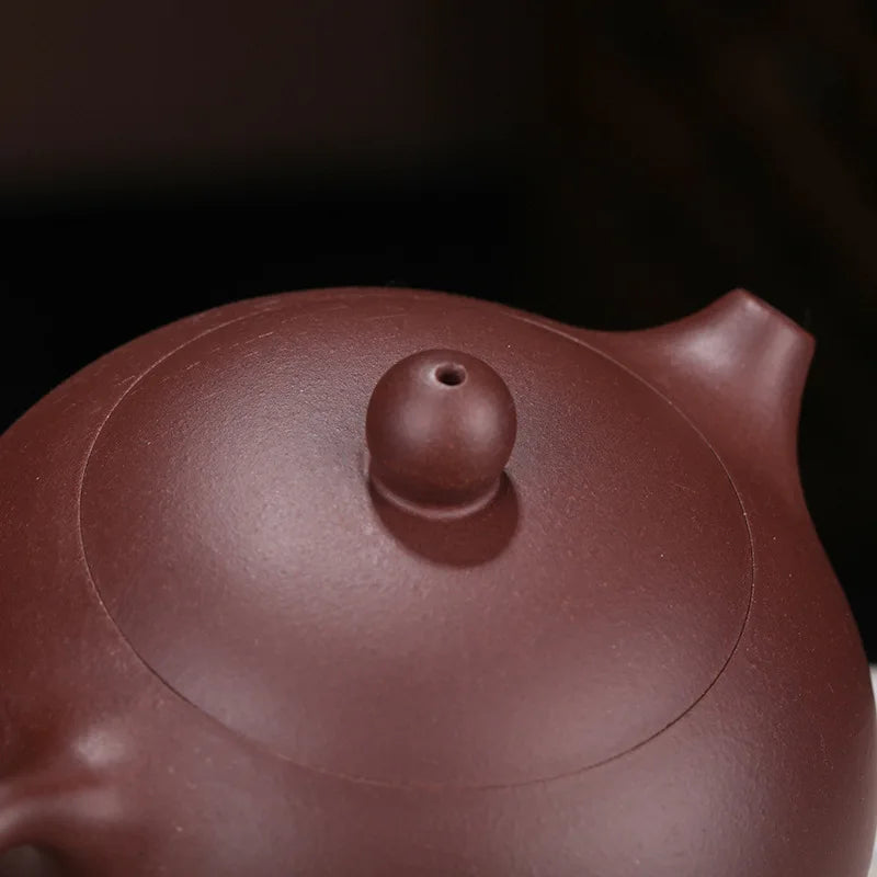 Zisha Teapot Yixing Handmade Pot Kung-fu Teaware Purple Clay Drinkware For Puer Green Purple clay Xishi pot inverted handle