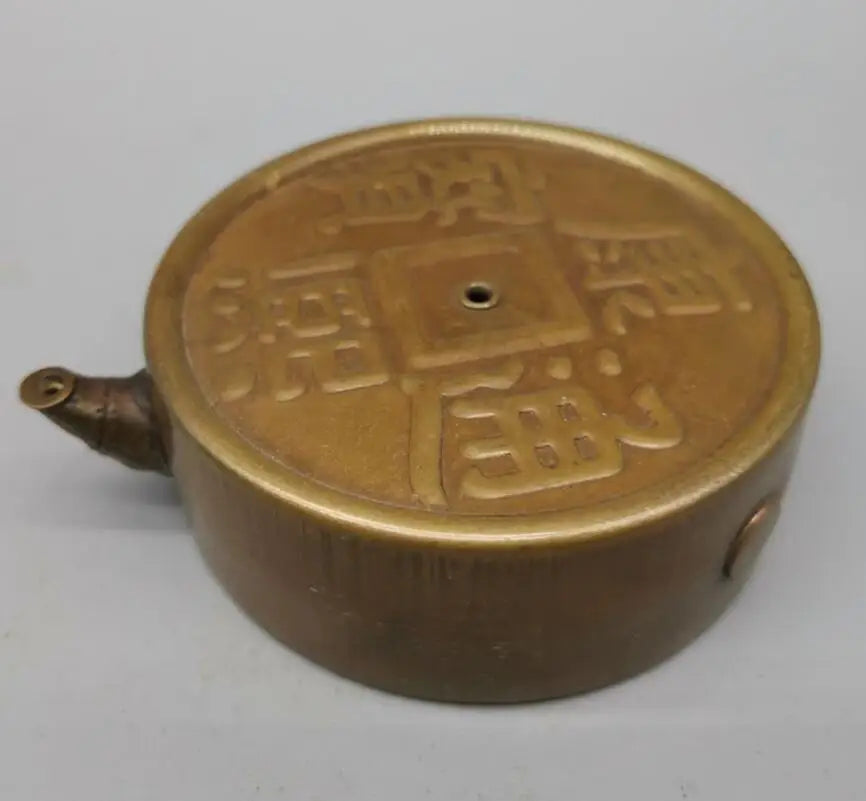 China brass Ancient coins shape teapot crafts statue
