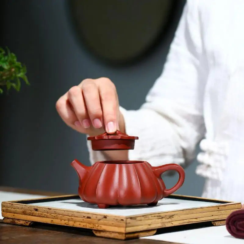 Dahongpao Hand-painted Stone Scoop with Tendons, Zisha Teapot, Yixing Handmade Pot, Kung-Fu Teaware, Purple Clay Drinkware