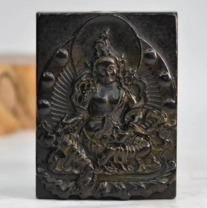 Hongshan culture archaize black iron meteorite Patron saint pendant statue