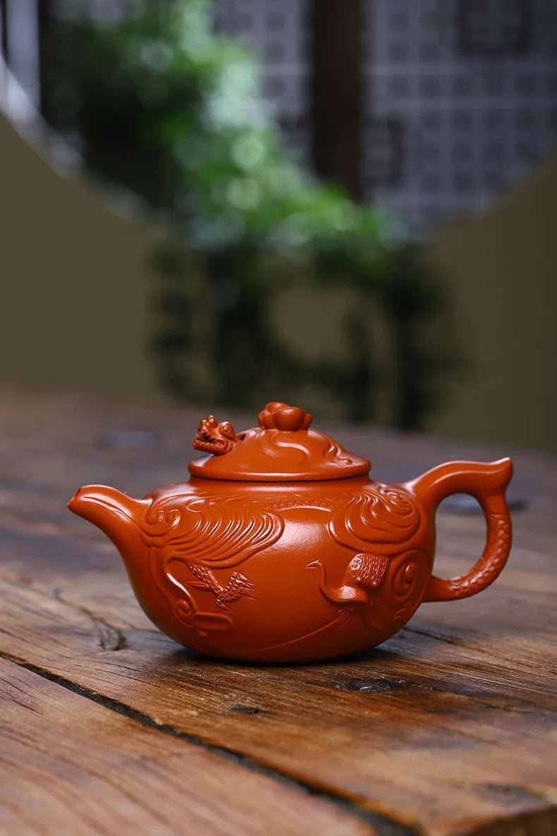 Yixing Teapot Original Ore Purple Sand Pot, Purely Handmade, Zhu Mud Hualong, Yunlong Zisha, Chinese Teaware, Drinkware for Tea