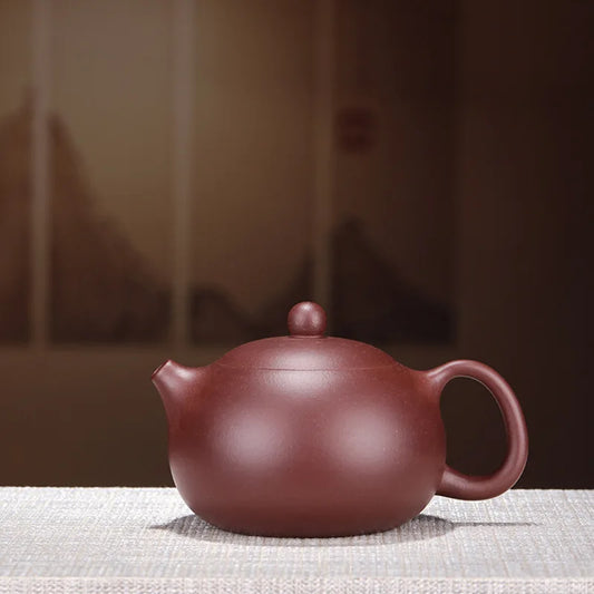 Zisha Teapot Yixing Handmade Pot Kung-fu Teaware Purple Clay Drinkware For Puer Green Purple clay Xishi pot inverted handle