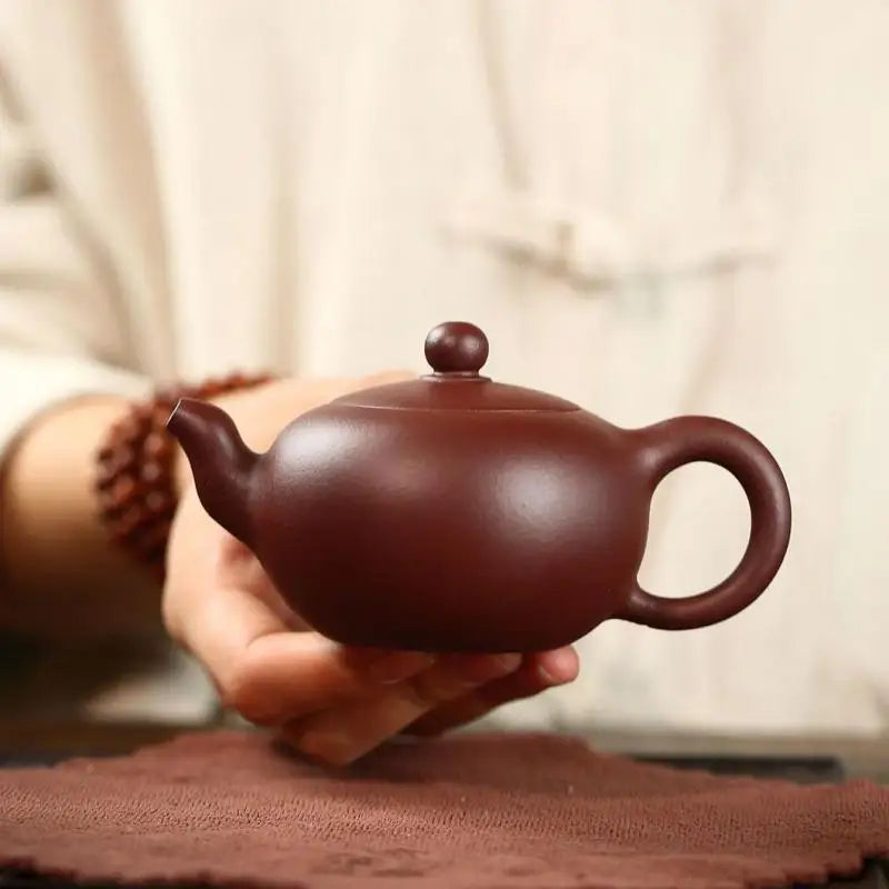 Purple Clay One Bead Teapot Zisha Teapot Yixing Handmade Pot Kung-fu Teaware Purple Clay Drinkware For Puer Green Black Chinese