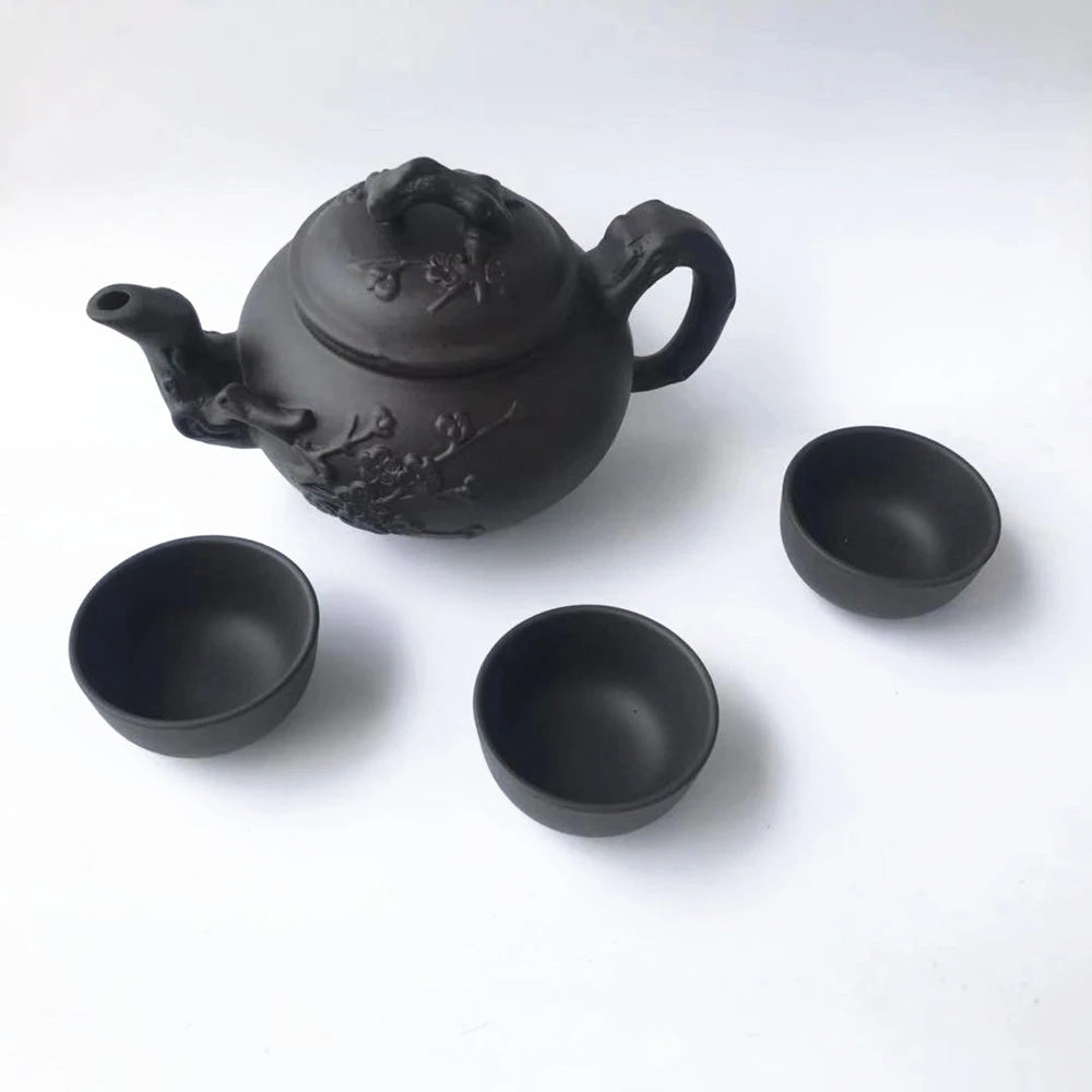 Hot Sale Teapot Chinese Porcelain Yixing Zisha Tea Pot 400ml + 3 Cups 60ml Kung Fu Tea Set Teapots Handmade Zisha Ceramic Kettle