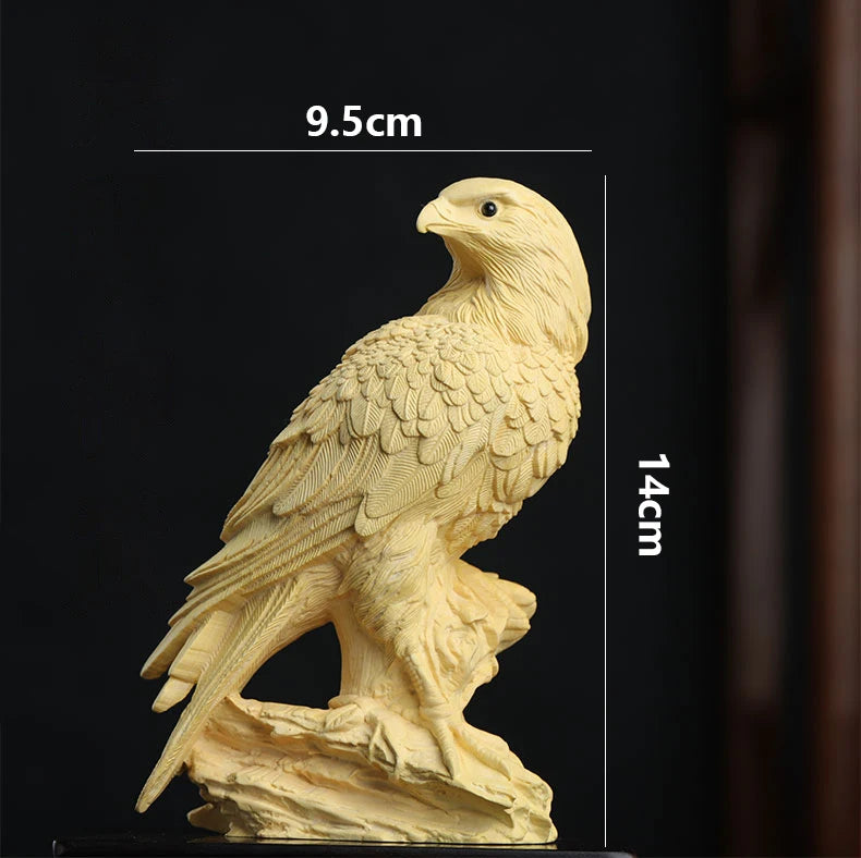 Boxwood 14cm Eagle Sculpture Wood Animal Statue Preferment Gift Lucky Collection Home Decor