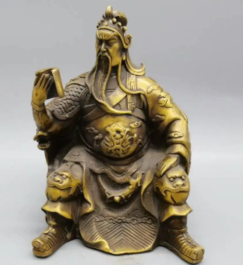 China brass guanyu night read spring and autumn crafts statue