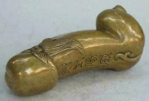Nice Asian Chinese Old Bronze Carved Penis God Collect Statue Figure Ornament