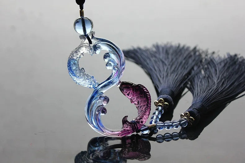 Double fish colored glaze ornaments Car pendant Crafts