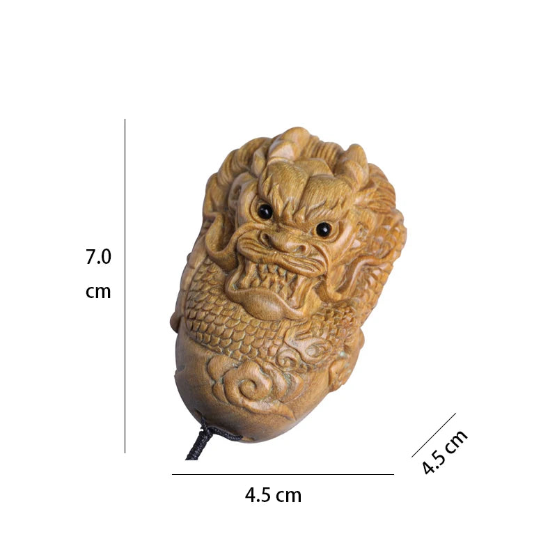 South American Green Sandalwood 7cm Traditional Chinese Chinese Zodiac dragon Home Decor Feng Shui Mascot Collection