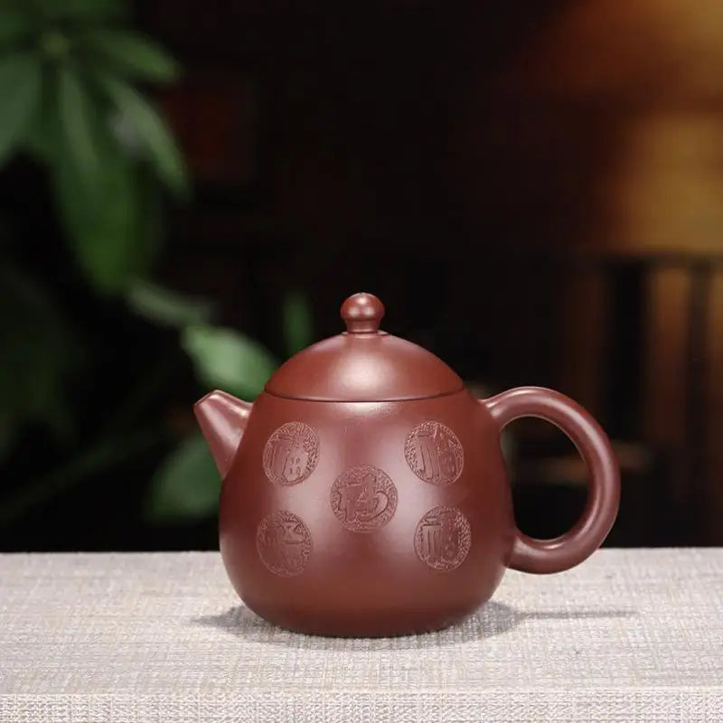 Handmade Dragon Egg Zisha Teapot, Yixing Handmade Pot, Kung-Fu Teaware, Purple Clay, Drinkware for Puer, Green, Black