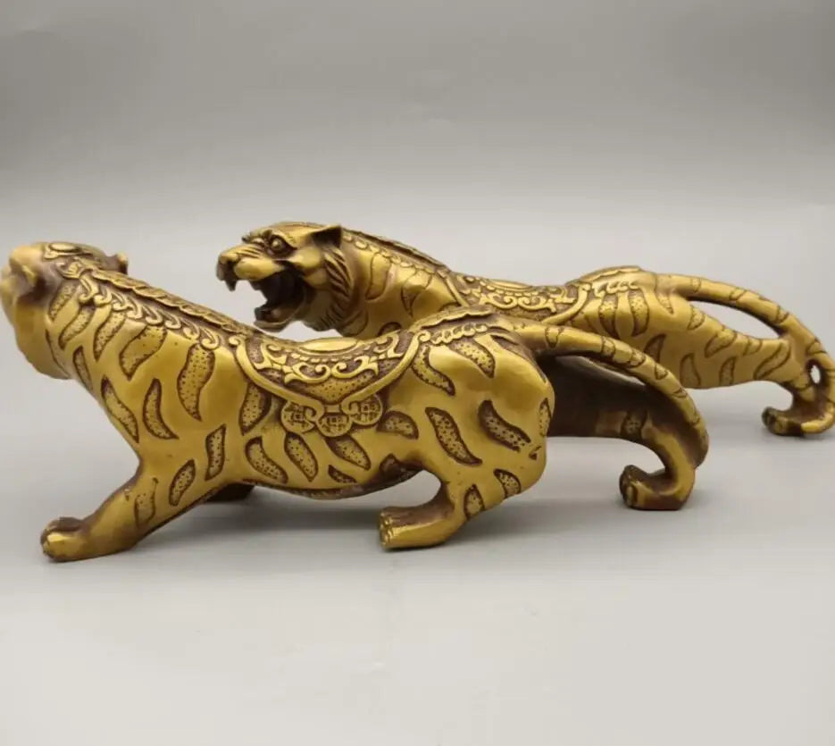 China brass gold money leopard crafts statue A pair
