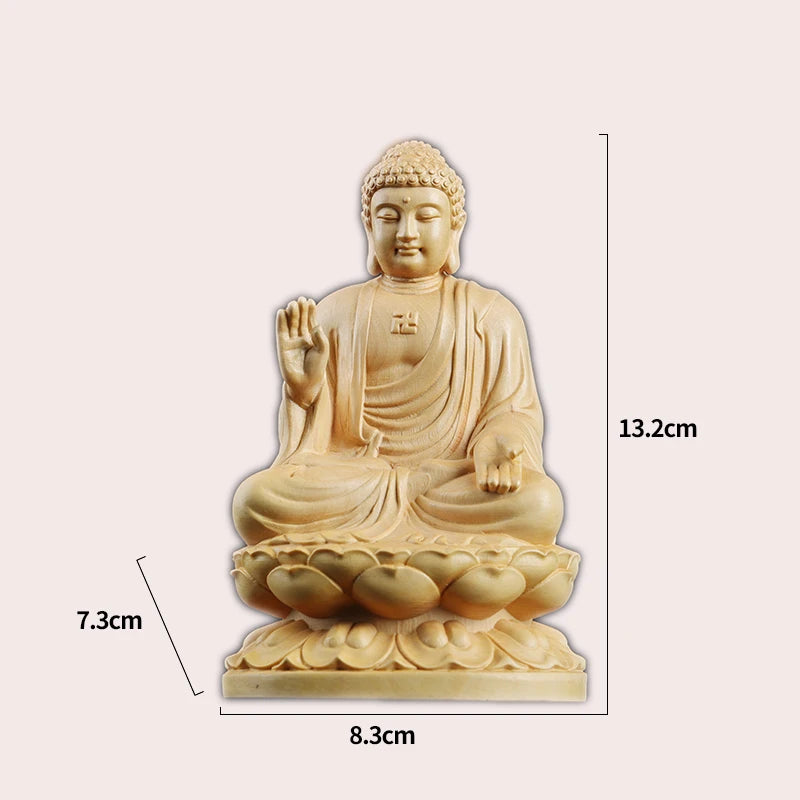 13cm Boxwood Wood Statue Zen Boxwood Figure Statue Real Wood Office Decoration Wood Sculpture Buddha Collection