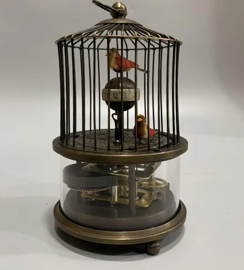 China copper archaize bird cage Clocks crafts statue #2