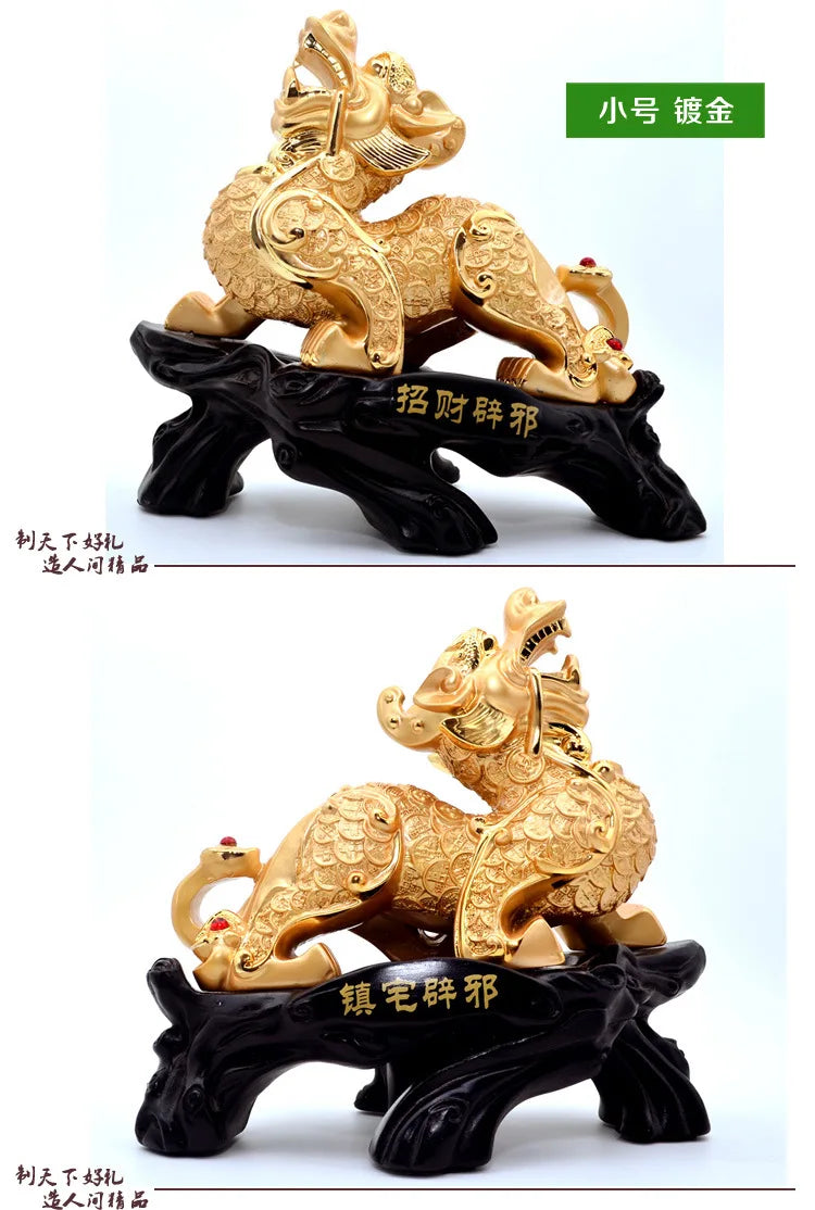 كبير محظوظ فنغ شوي Pixiu ديكور المنزل هدية مكتب غرفة المعيشة زينة إكسسوارات ديكور منزلي الراتنج السحر