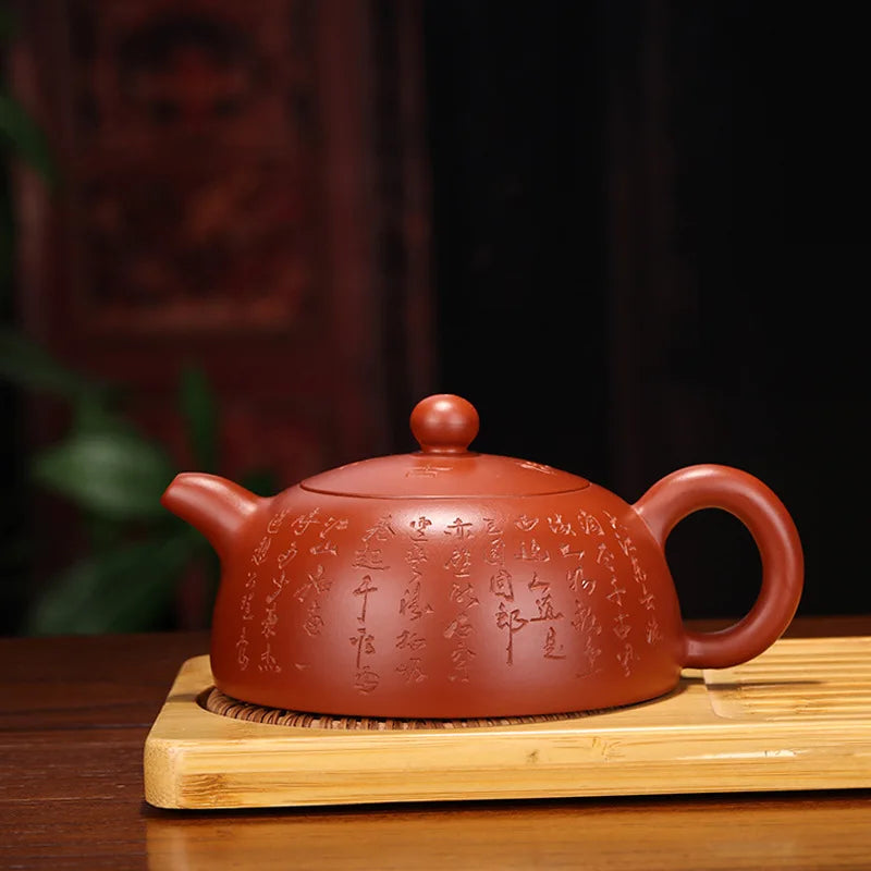 Dahongpao Half Moon Zisha Teapot, Handmade Kung-Fu Teaware, Purple Clay Drinkware for Puer Green and Black Chinese Tea