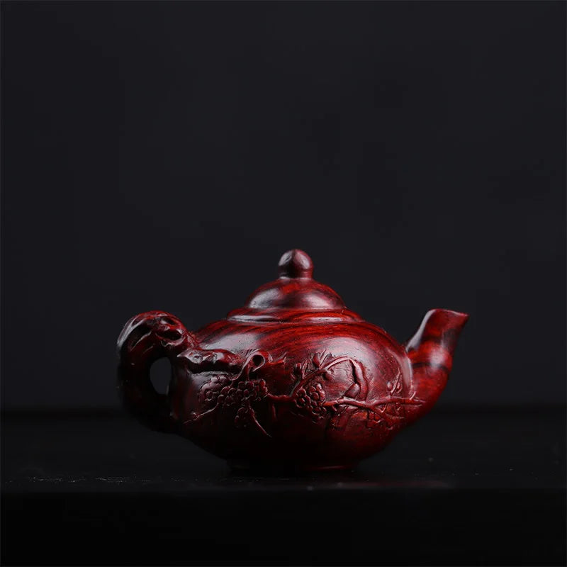 Pterocarpus santalinus Wood Sculpture Teapot Real Wood Mascot Lucky Wood Statue myth Rich Collection Home Décor