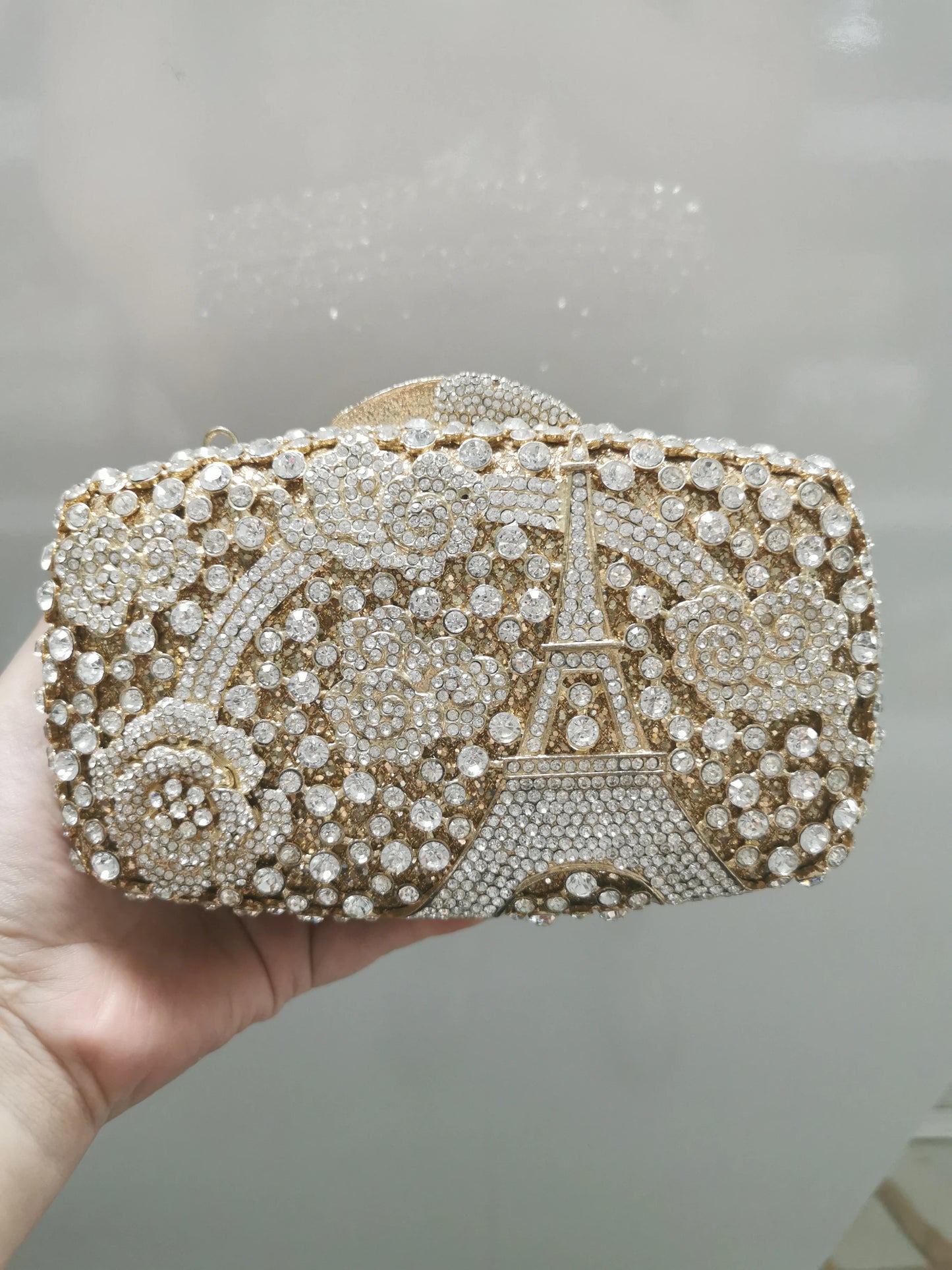 Gold Grey Diamond Woman's Gift Dinner Prom Evening Bag Female Crystal Cocktail Party Clutches Purses Lady Wedding Bridal Handbag