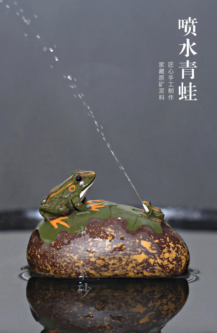 Monohydrate hall yixing undressed ore purple sand tea spoil all hand play tea set stone frog spraying tea of a pet