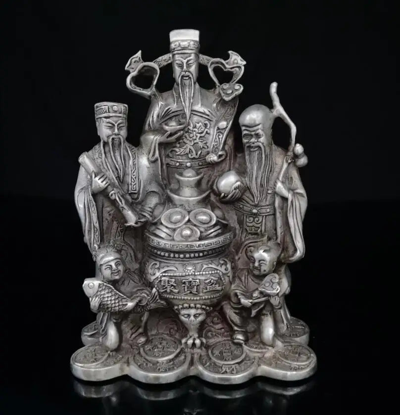 China White copper Fu lu shou God crafts statue