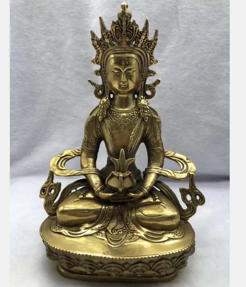 China brass longevity Buddha crafts statue