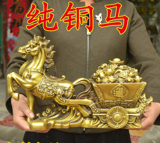 HOME SHOP Company FENG SHUI Stock business Money Drawing GOOD LUCK Bull Taurus Mascot Brass statue 49CM large