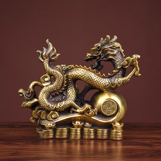 HOME office SHOP Business thriving business Wealth GOOD LUCK Mascot Royal dragon Successful horse FENG SHUI Brass statue