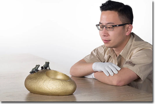 HOT SALE High-grade Business Artwork # office home Money Drawing Good luck Golden Frog Ashtray incensory copper statue
