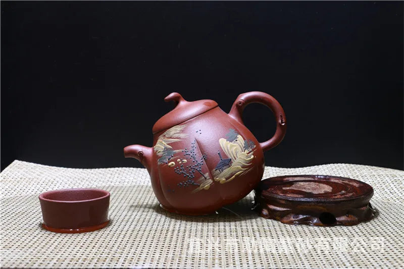 300ml Wholsale Yixing Genuine Handmade Purple Clay Pumpkin teapot Creative Chinese Kung Fu Zisha Tea Pot Gift Box Free Shipping