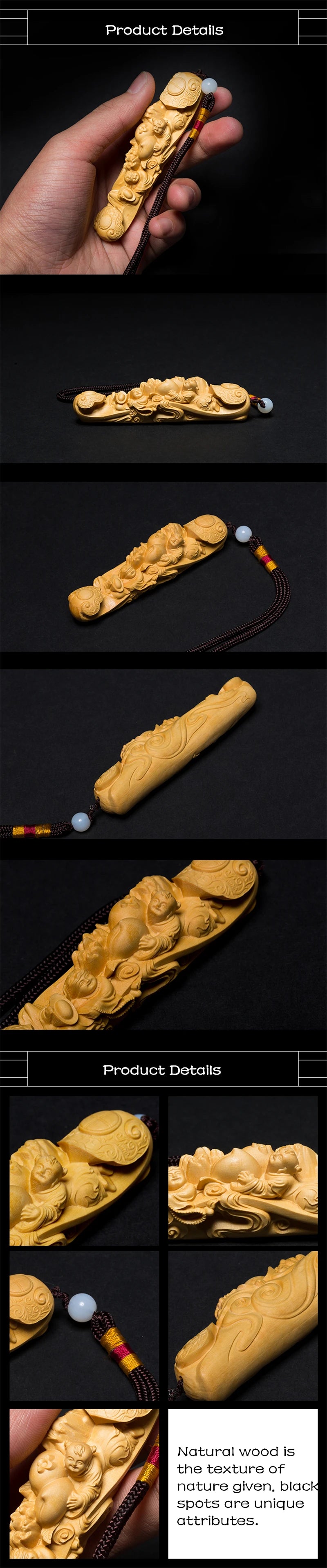 Boxwood Carving Arts and Crafts Decoration, Exquisite Home Furnishing, Gift Holes Handmade Art