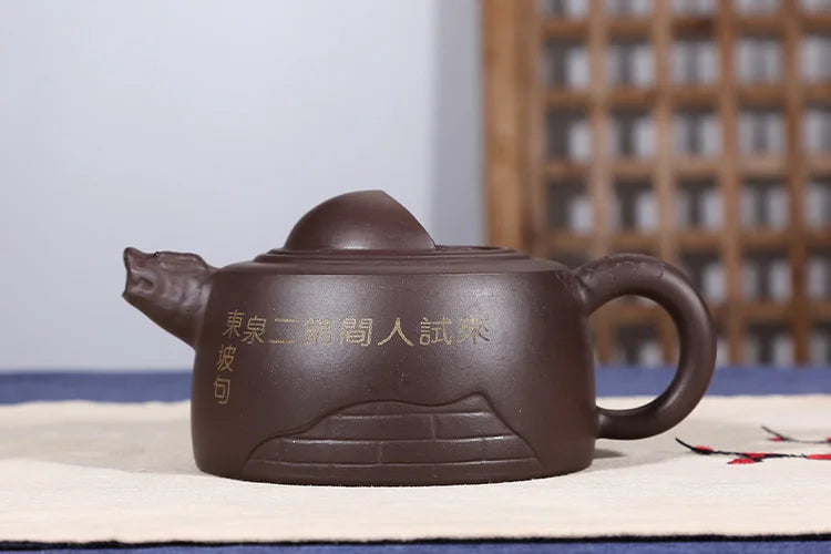 380ml Yixing early vintage Zisha Xianglong teapot large capacity household raw ore old purple clay teapot free shipping