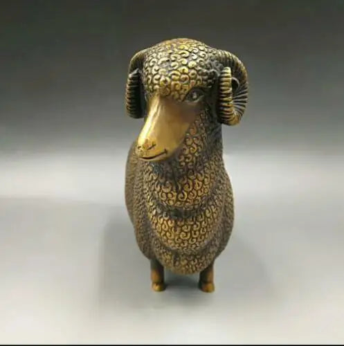 Collect Chinese Pastoral style Bronze Fengshui Twelve Zodiac Animal sheep Statue