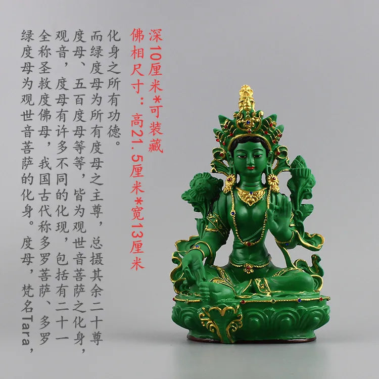 Green Tara Buddha painting Green Tara Bodhisattva Avalokitesvara Buddha resin crafts Buddha ornaments.