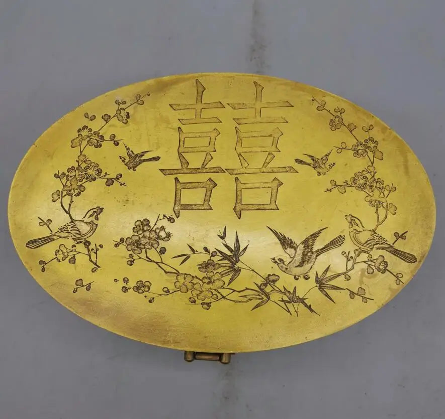 China brass archaize magpies Jewelry box crafts statue