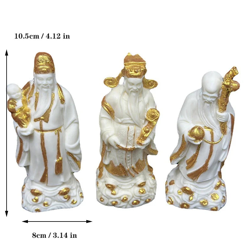 Hand-painted gold Fu Lu Shou Figure Statue Resin Art Sculpture High Quality Home Room Office Decorations Free delivery 3 PCS