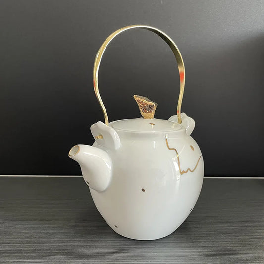 Handmade Ceramic Teapot Set Exquisite Chinese Gongfu Teaware Classic Ceramic Tea Kettle with Infuser Tea Cups Pot