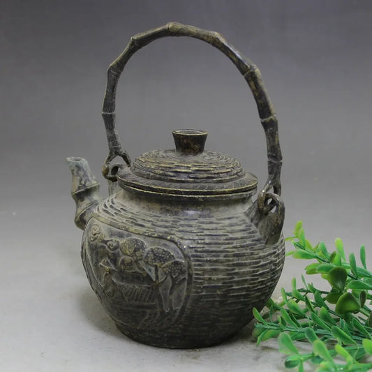 Handmade Chinese Water Kettle with Side Handle, Antique Burn Kettle, Bronze Ware, Vintage Teapot, Brass Kettle, Wine Pot, Kongfu