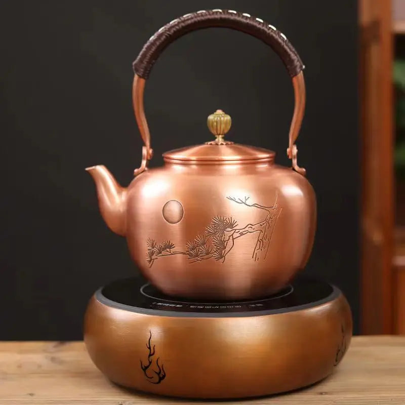 Handmade Copper Pot Kettle Teapot Kung Fu Tea Set Tea Kettle Copper Tea Stove Tea Pot Set Chinese Tea Maker Tea Set Gift Box