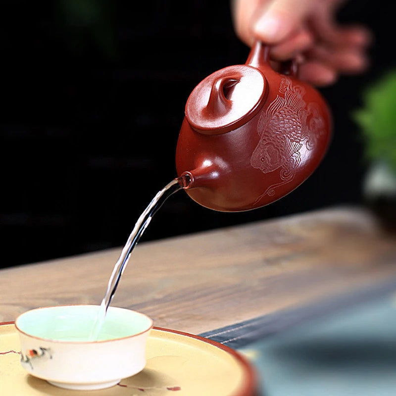 Handmade Dahongpao Stone Scoop Teapot Chinese Yixing Purple Clay Tea Pot Home Filter Beauty Kettle Customized Tea Set 180ml