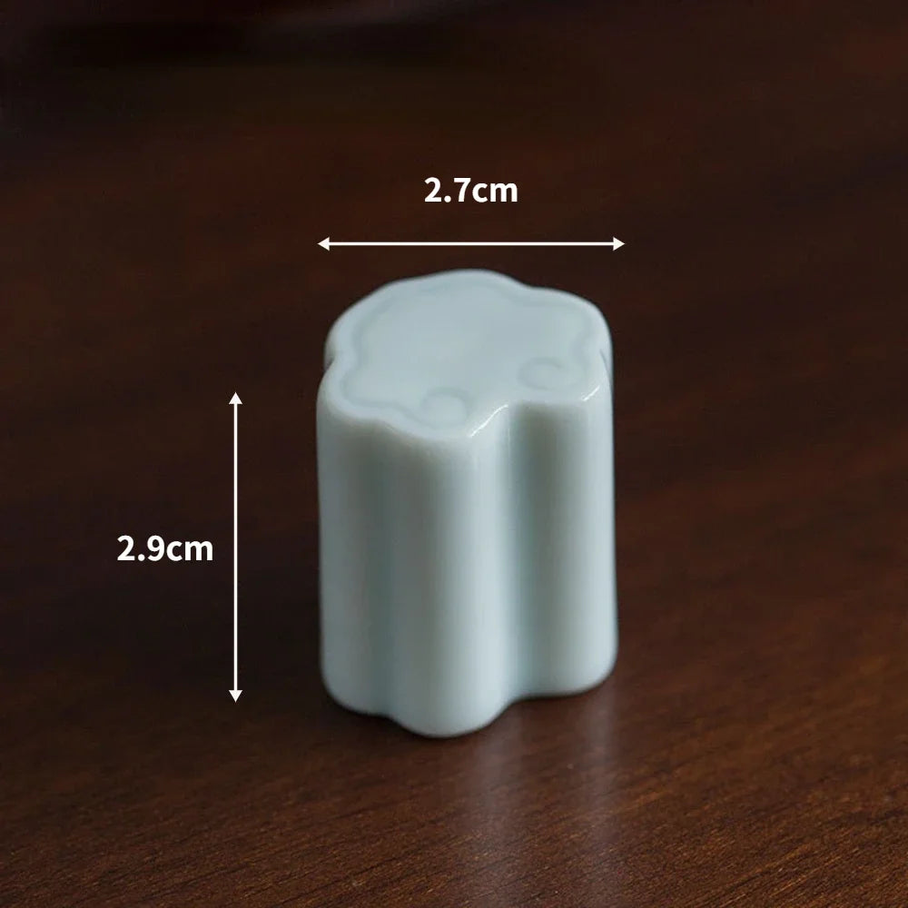 Handmade Misty Blue Porcelain Lid Holder Purple Sand Pot Cover Stand Coaster Gaiwan Lid Bracket Tea Pet Tea Ceremony Accessories