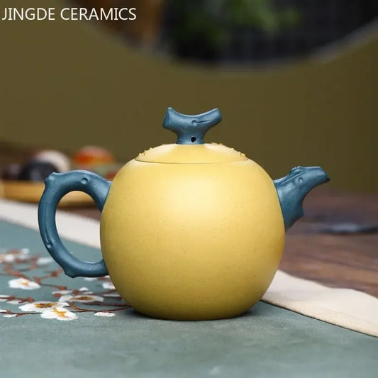 Handpainted Plum Blossom Dragon Egg Teapot Yixing Purple Clay Tea Pot Raw Ore Section Mud Filter Kettle Zisha Tea Set 260ml